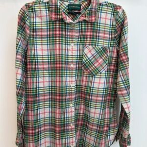 Vintage J Crew flannel plaid button down size 8
